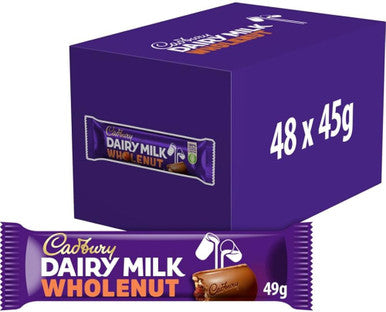 Cadbury Whole Nut Chocolate Bar 48x45g